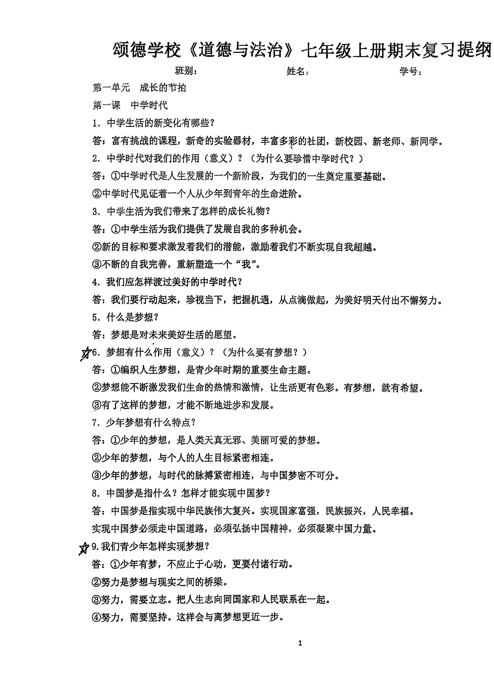 七上政治提纲第1页